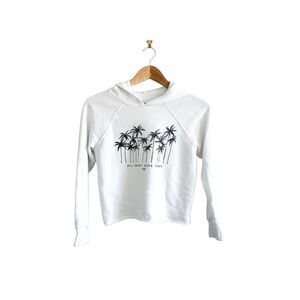 Billabong Women Hooded Sweater Cropped Style White Size Medium